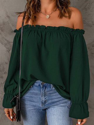 Off-Shoulder Flounce Sleeve Blouse