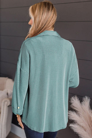 Striped Collared Neck Long Sleeve Shirt